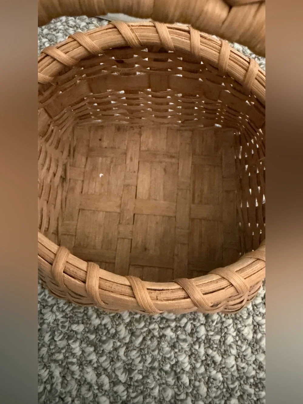 Handwoven Tan Wicker Basket with Square base and Handle - Home Accents